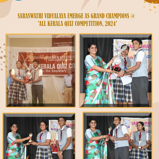 Saraswathi Vidyalaya Emerge As Grand Champions @ ‘All Kerala Quiz Competition, 2024’