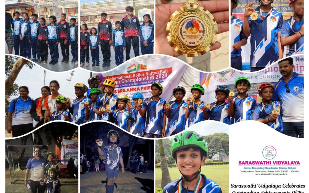 Students of Saraswathi Vidyalaya outshine at the International Roller Netted Ball Open Championship 2024, held in Bengaluru on the 27th and 28th December ’24.